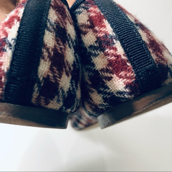 JCREW GEMMA CAP-TOE FLATS IN TWEED IVORY BURGUNDY NAVY SHOES.SIZE 8 - Picture 7 of 10